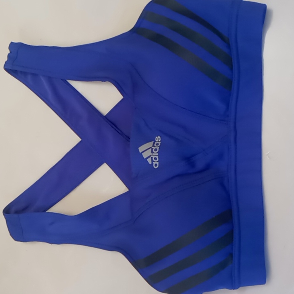 Adidas Blue Climacool 3 Stripes Criss Cross Sports Active Wear Top  Size S